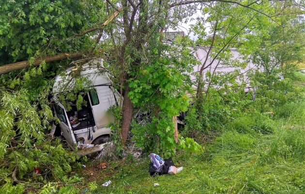 Kamion sjel do příkopu a přerazil stromy, přeloženo bylo 20 tun nákladu