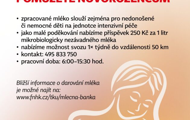 Mléčná banka fakultní nemocnice hledá nové dárkyně mateřského mléka