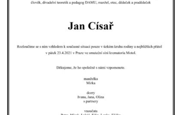 Zemřel divadelní teoretik Jan Císař