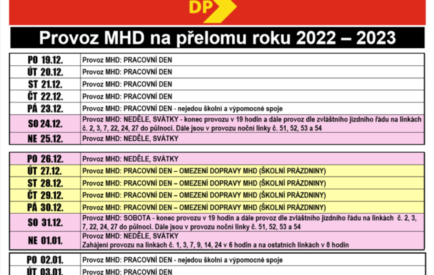 PŘEHLEDNĚ: Jak bude jezdit hradecká MHD během vánočního období?
