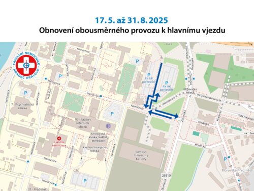 Provoz k hlavní bráně do fakultní nemocnice bude od soboty opět obousměrný